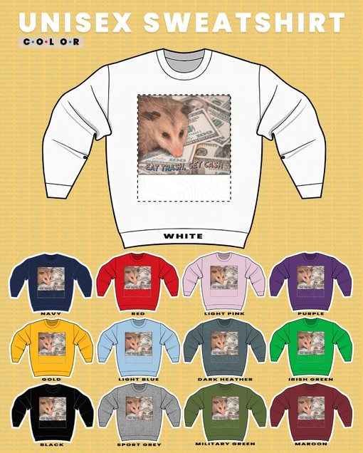 Retro Eat Trash Get Cash in a Possum Sweatshirt - Opossums Lover Sewater with Tanuki Raccoon and Quotes You'll Love - Image 3