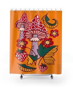 Retro Fall Shower Curtain - Groovy 60's 70's Hippie Bathroom Accessory with Vintage Charm