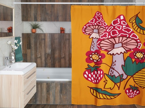 Retro Fall Shower Curtain - Groovy 60's 70's Hippie Bathroom Accessory with Vintage Charm - Image 3