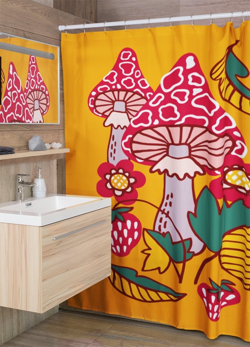 Retro Fall Shower Curtain - Groovy 60's 70's Hippie Bathroom Accessory with Vintage Charm - Image 4