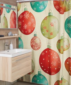 Retro Feeling Christmas Shower Curtain - Elegant Tub Curtain for Festive Bath