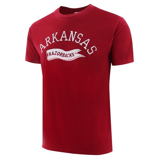 Retro Flag Unisex Short Sleeve T-Shirts with Arkansas Razorbacks Logo