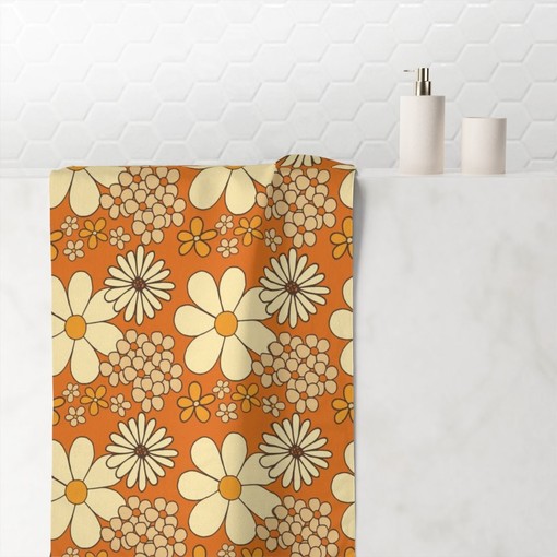 Retro Floral Bathroom Curtain Set, Shower Curtain, Bath Mat, Hand Towel, and Bath Towel for Vintage Charm - Image 3