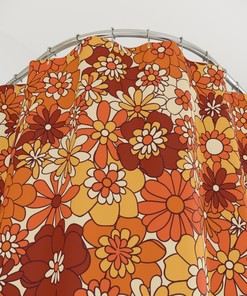 Retro Flower Power Shower Curtain: 70s Hippie Bathroom Decor Idea
