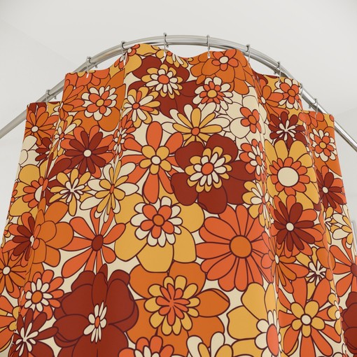 Retro Flower Power Shower Curtain: 70s Hippie Bathroom Decor Idea