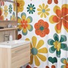 Retro Flowers Mod Boho Shower Curtain - 1970's Hippie Groovy Bathroom Decor