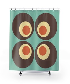 Retro Geometric Hippie Shower Curtain, Groovy 70s Tub Accessory