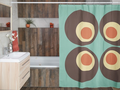 Retro Geometric Hippie Shower Curtain, Groovy 70s Tub Accessory - Image 3