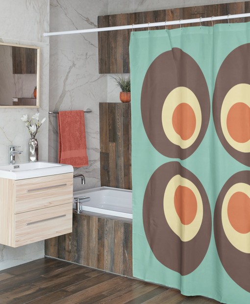 Retro Geometric Hippie Shower Curtain, Groovy 70s Tub Accessory - Image 4