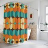 Retro Geometric Orange, Teal, and Cream Mid Century Modern Shower Curtain with Bold Accents