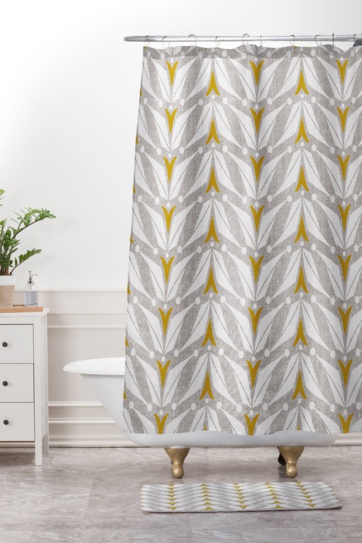 Retro Geometric Shower Curtain | Mid Century Modern Bathroom Decor | Vintage Shower Curtains