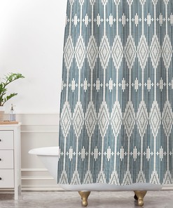Retro Geometric Shower Curtain | Modern West End Design | Restroom Shower Curtains Decorative