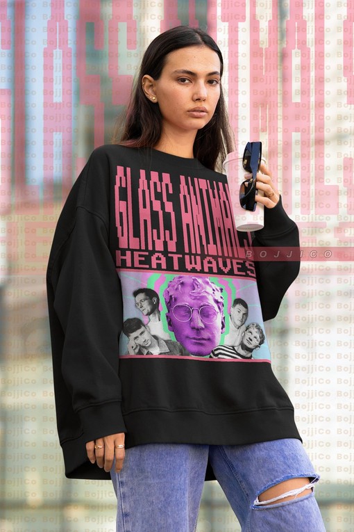 Retro Glass Animals Sweatshirt: Heat Waves Viral Album and 90s Vintage Style Tees