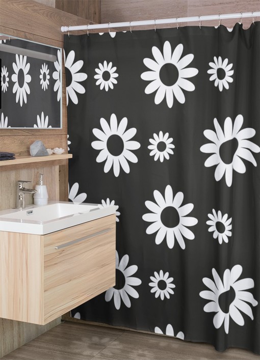 Retro Groovy 60's 70's Floral Shower Curtain - Vintage Boho Bathroom Accessory