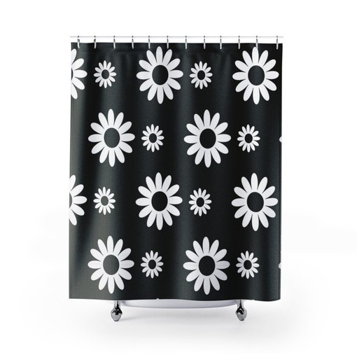 Retro Groovy 60's 70's Floral Shower Curtain - Vintage Boho Bathroom Accessory - Image 2
