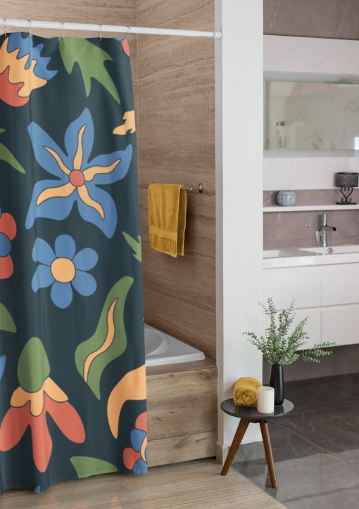 Retro Groovy 60's 70's Flowers Shower Curtain with Bohemian Touch for Hippie Bathroom Accessory - Image 4