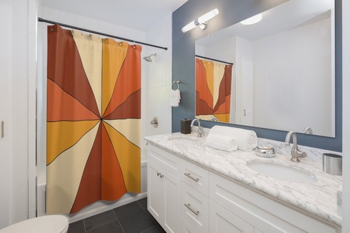 Retro Groovy 60's 70's Shower Curtain - Bathroom Accessory with Fun and Unique Design - Image 3