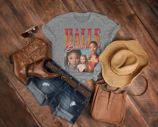 Retro Halle Bailey Homage, Vintage Shirt, Gift for Movie Fans, Little Mermaid actress Fan Tees - Image 3