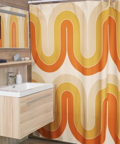 Retro Hippie Shower Curtain - Geometric Design for Retro Bathrooms