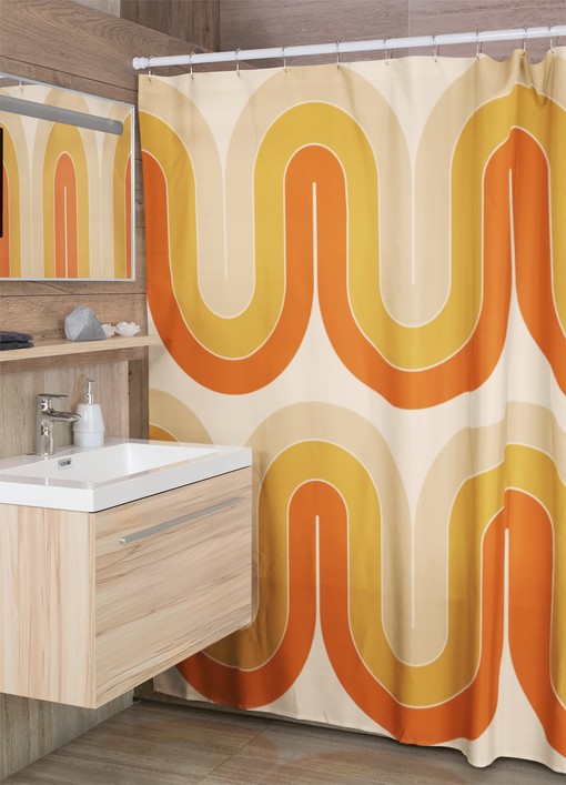 Retro Hippie Shower Curtain - Geometric Design for Retro Bathrooms