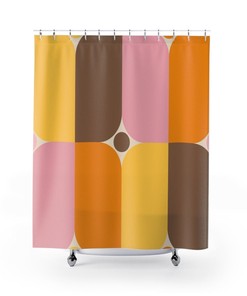 Retro Hippie Shower Curtain - Geometric Design for Vintage Bathrooms
