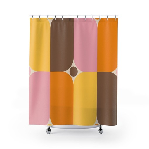 Retro Hippie Shower Curtain - Geometric Design for Vintage Bathrooms