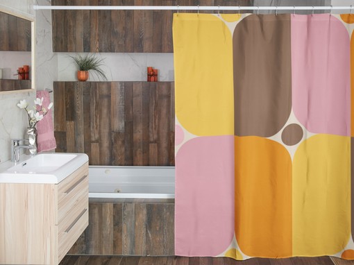Retro Hippie Shower Curtain - Geometric Design for Vintage Bathrooms - Image 3