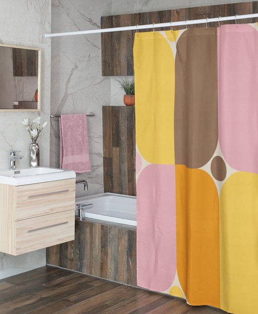 Retro Hippie Shower Curtain - Geometric Design for Vintage Bathrooms - Image 4