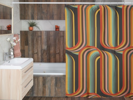 Retro Hippie Shower Curtain, Groovy 60's Bathroom Decor - Image 4