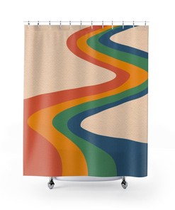 Retro Hippie Shower Curtain, Groovy 70s Inspired Bathroom Decor