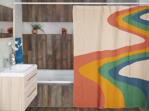 Retro Hippie Shower Curtain, Groovy 70s Inspired Bathroom Decor - Image 3