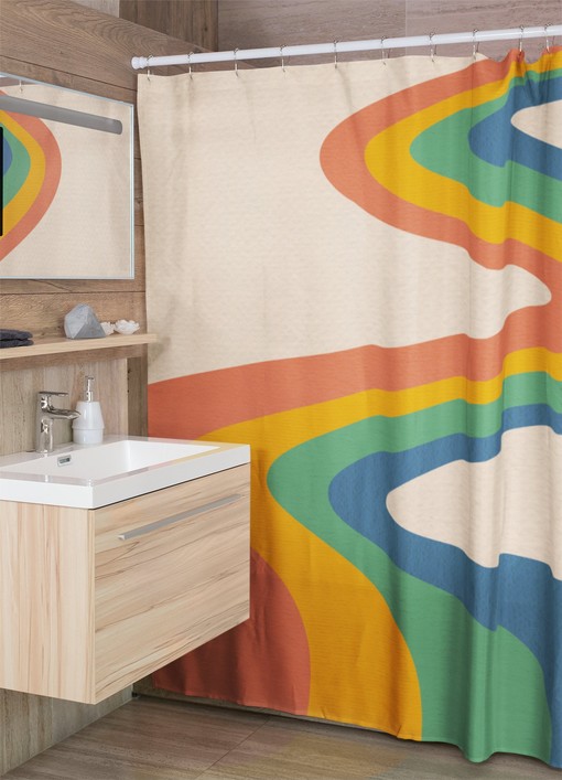 Retro Hippie Shower Curtain, Groovy 70s Inspired Bathroom Decor - Image 4