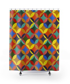 Retro Kaleidoscope Pattern Shower Curtain: Mid Century Modern Bath Decor Upgrade