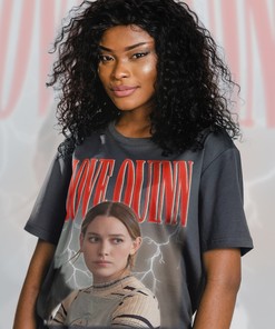 Retro Love Quinn T-Shirt from You TV Show featuring Victoria Pedretti, Joe Goldberg, Penn Badgley, and Beck