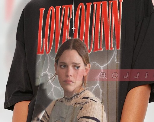 Retro Love Quinn T-Shirt from You TV Show featuring Victoria Pedretti, Joe Goldberg, Penn Badgley, and Beck - Image 2