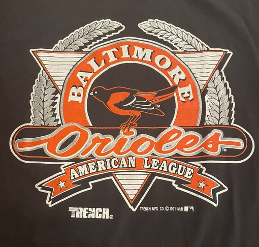 Retro MLB Tee for Men and Women: Vintage Baltimore Orioles Trench T-Shirt 1991 - Image 2