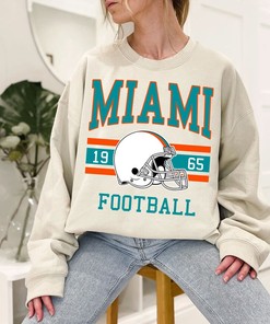Retro Miami Football Crewneck Sweatshirt Hoodie Shirt for NFL Fans with NCAA Shirts for Men