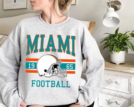 Retro Miami Football Crewneck Sweatshirt Hoodie Shirt for NFL Fans with NCAA Shirts for Men - Image 2