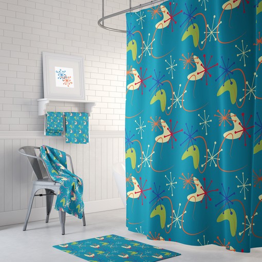Retro Mid Century Atomic Shower Curtain Set - Add Vintage Charm to Your Bathroom