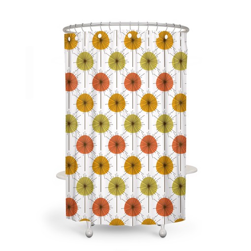 Retro Mid Century Atomic Shower Curtain Set - Vibrant Bath Accessories Included - Image 2