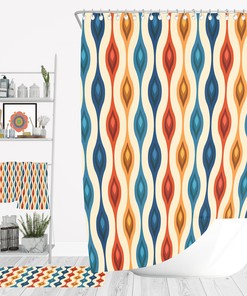 Retro Mid Century Design Shower Curtain Set - Bring Vintage Charm to Your Bathroom Decor