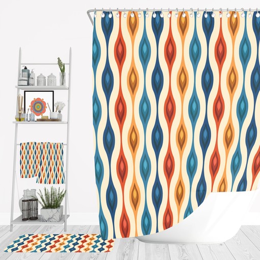 Retro Mid Century Design Shower Curtain Set - Bring Vintage Charm to Your Bathroom Decor