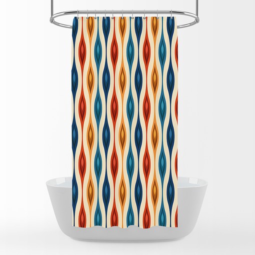 Retro Mid Century Design Shower Curtain Set - Bring Vintage Charm to Your Bathroom Decor - Image 2