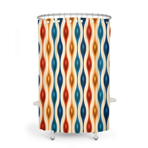 Retro Mid Century Design Shower Curtain Set - Bring Vintage Charm to Your Bathroom Decor - Image 3