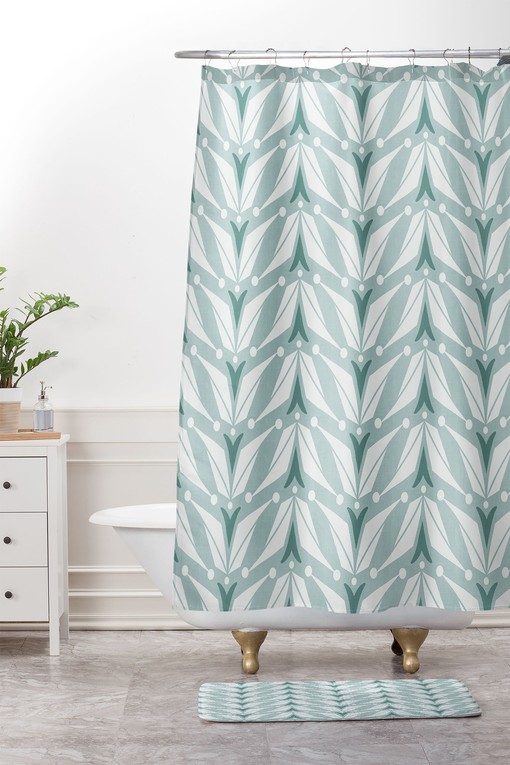 Retro Mid Century Geometric Shower Curtain | Fabric Bathroom Decor | Best Shower Curtains - Image 2