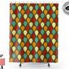 Retro Mid Century Modern Geometric Shower Curtain with Vintage Bathroom Decor
