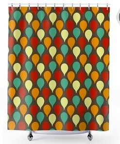 Retro Mid Century Modern Geometric Shower Curtain with Vintage Bathroom Decor