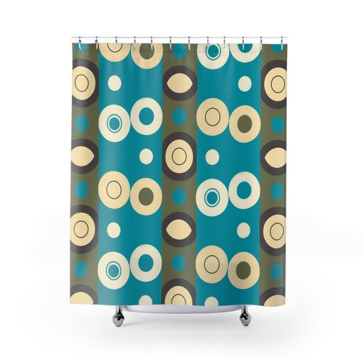 Retro Mid Century Modern Pattern Shower Curtain: Vintage Design for Your Bathroom