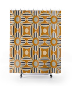 Retro Mid Century Modern Vintage Shower Curtain for College Dorms