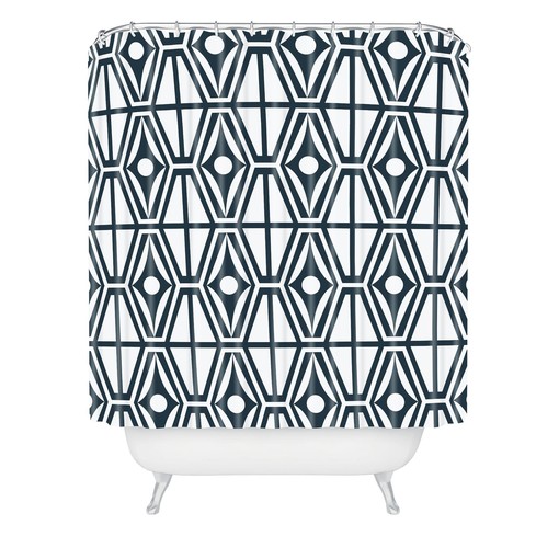 Retro Mid Century Shower Curtain | Geometric Fabric Bath Curtain | Unique Shower Curtains - Image 2